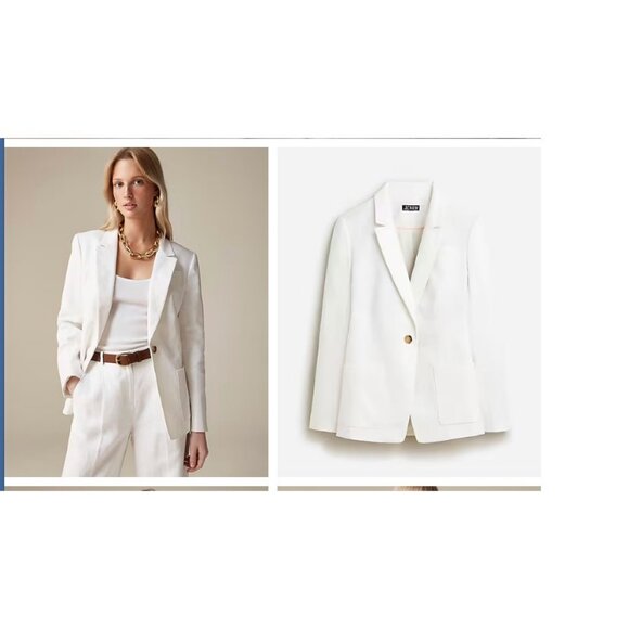 J.Crew $198 Womens Helena Blazer Stretch Linen White Size 16 BX793 - Picture 1 of 11